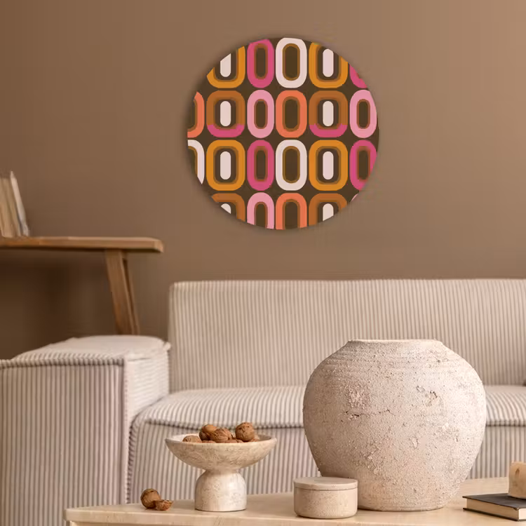 Modern - Retro - Kleurrijk Akoestische PET Vilt - Rond klein 838 -sfeer1