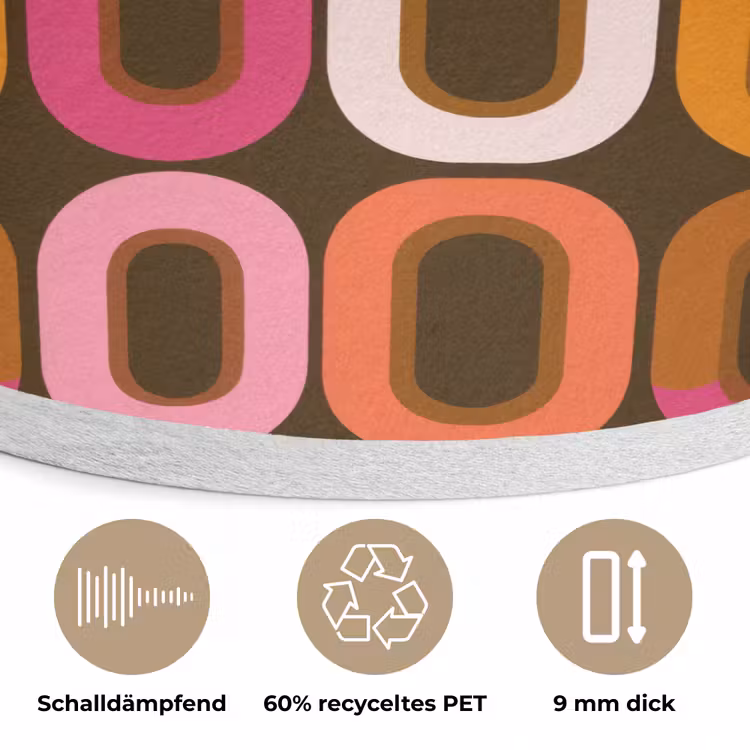 Modern - Retro - Kleurrijk Akoestische PET Vilt - Rond klein 838 -closeup_DE