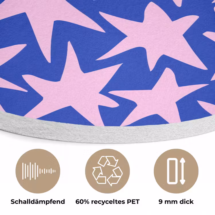 Modern - Sterren - Blauw Akoestische PET Vilt - Rond klein 838 -closeup_DE