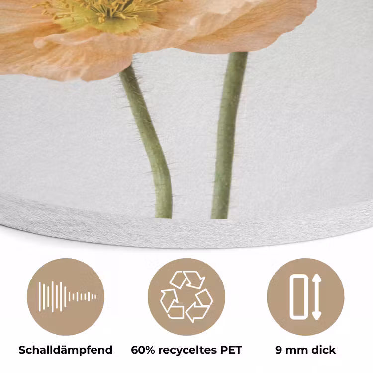 Papavers - Botanisch - Roze Akoestische PET Vilt - Rond klein -closeup_DE