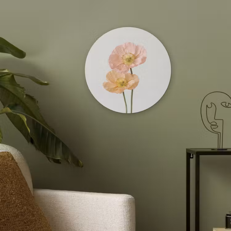 Papavers - Botanisch - Roze Akoestische PET Vilt - Rond klein -sfeer2