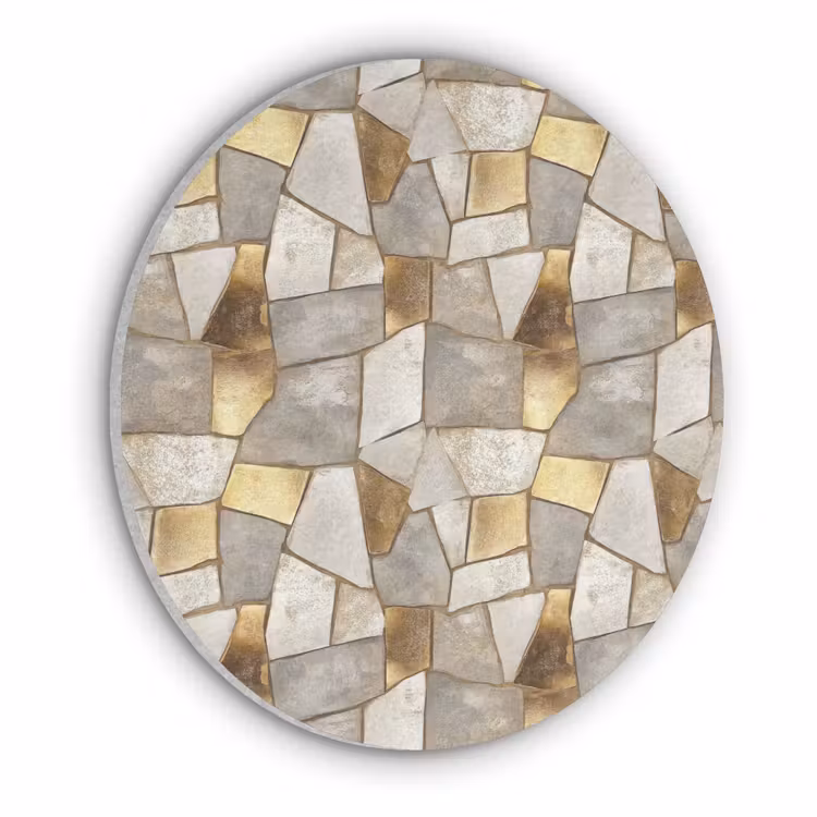 Mozaïek - Marmer - Goud Akoestische PET Vilt - Rond klein 838 -3d