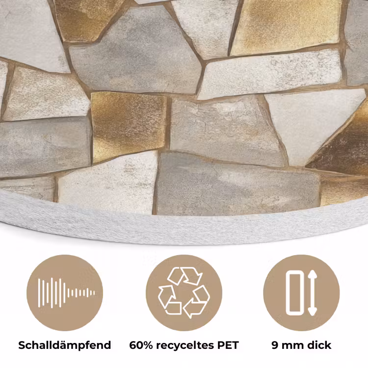 Mozaïek - Marmer - Goud Akoestische PET Vilt - Rond klein 838 -closeup_DE