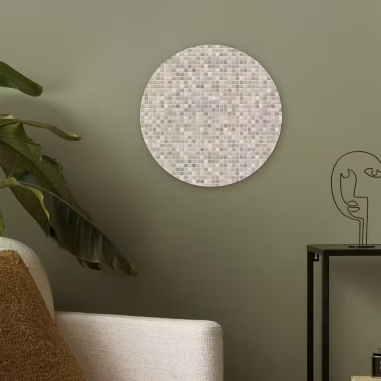 Mozaïek - Patroon- Taupe Akoestische PET Vilt - Rond klein 838 -sfeer2