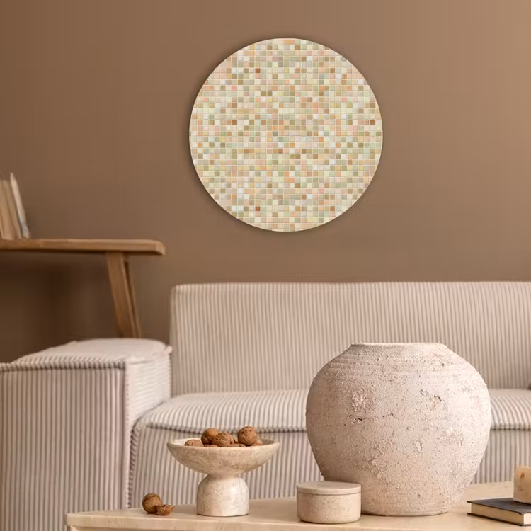 Mozaïek - Patroon - Terracotta Akoestische PET Vilt - Rond klein 838 -sfeer1