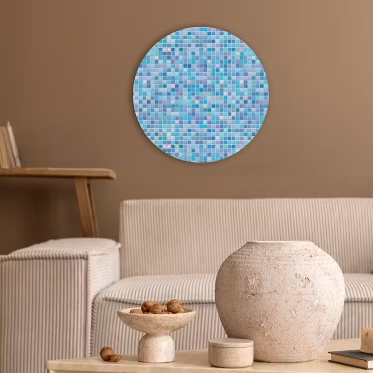 Mozaïek - Patroon - Turquoise Akoestische PET Vilt - Rond klein 838 -sfeer1