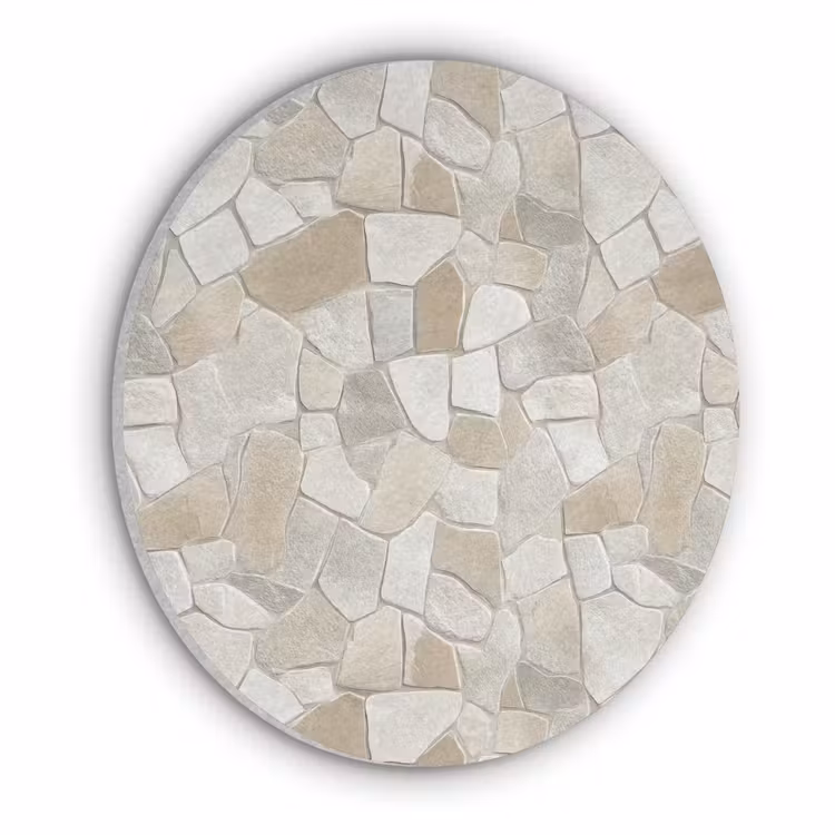 Mozaïek - Stenen - Beige Akoestische PET Vilt - Rond klein 838 -3d