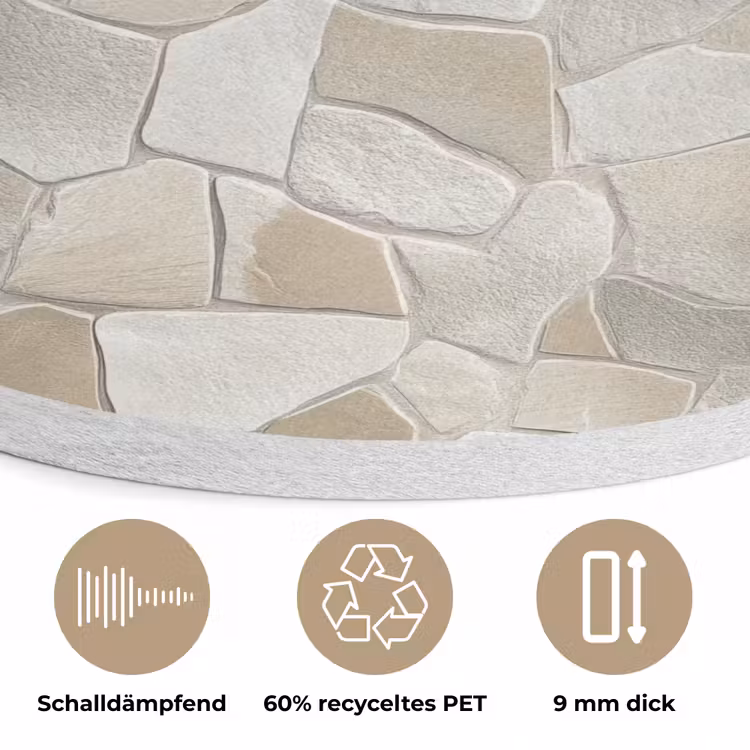 Mozaïek - Stenen - Beige Akoestische PET Vilt - Rond klein 838 -closeup_DE