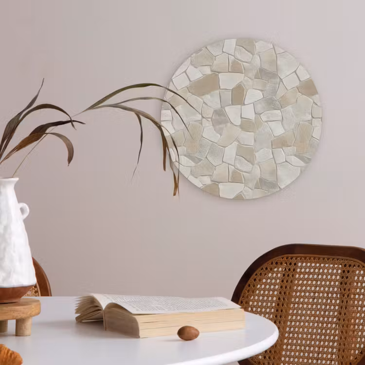 Mozaïek - Stenen - Beige Akoestische PET Vilt - Rond klein 838 -sfeer3