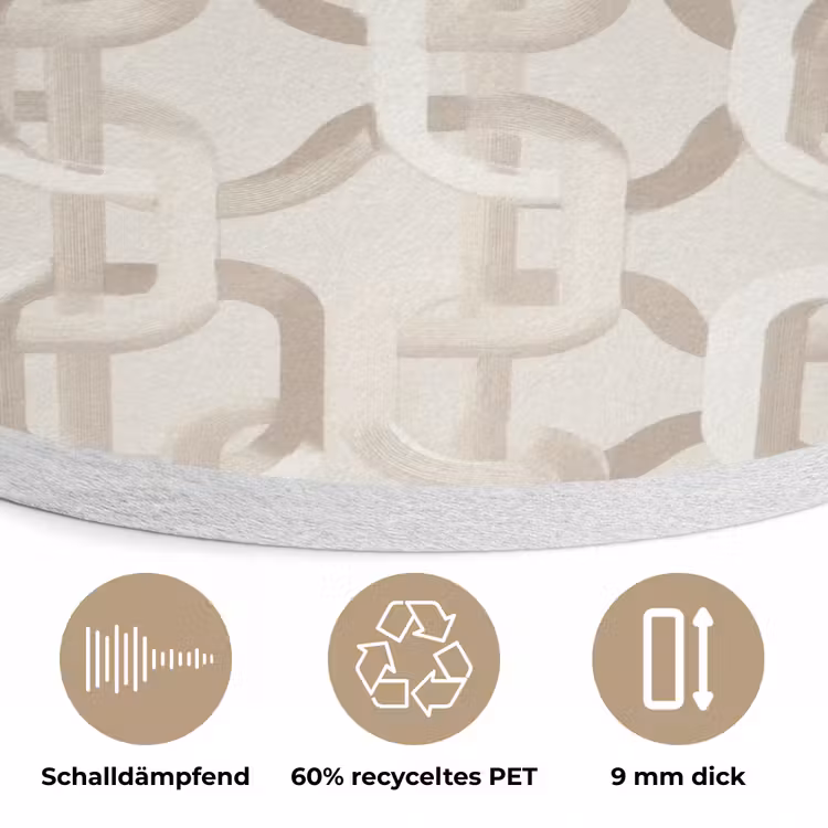 Motief - Abstract - Beige Akoestische PET Vilt - Rond klein 838 -closeup_DE
