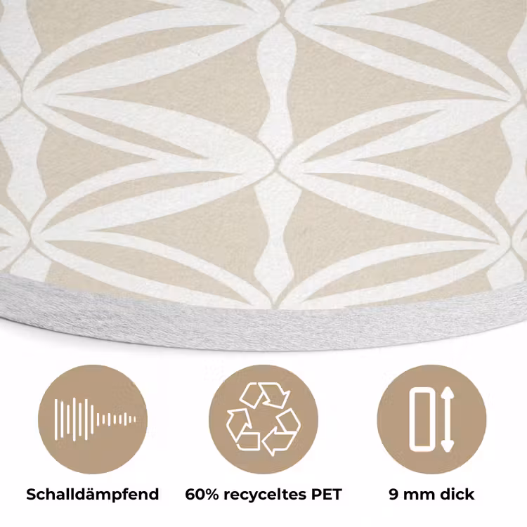 Motief - Modern - Beige Akoestische PET Vilt - Rond klein 838 -closeup_DE