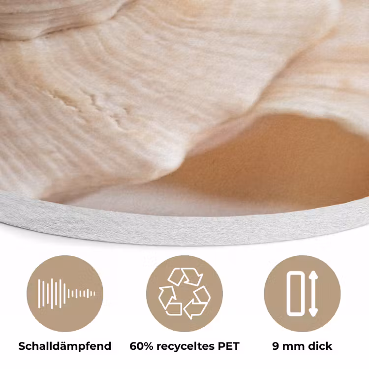 Schelp - Detail - Beige Akoestische PET Vilt - Rond klein -closeup_DE