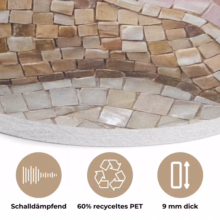 Schelp - Mozaïek - Zee - Beige - Modern Akoestische PET Vilt - Rond klein -closeup_DE