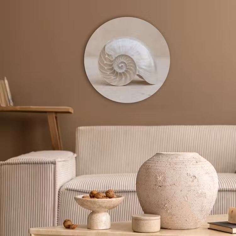 Schelp - Spiraal - Beige Akoestische PET Vilt - Rond klein -sfeer1