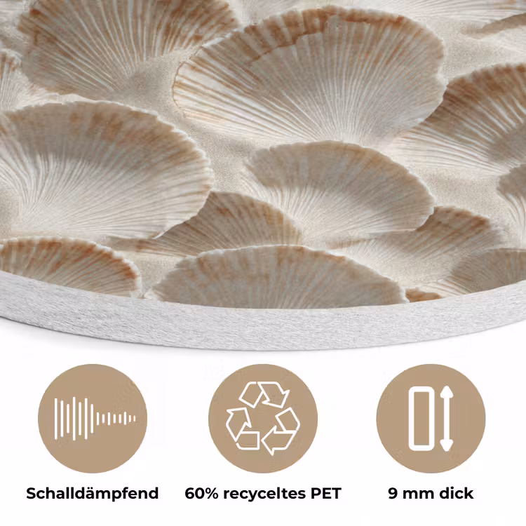 Schelpen - Waaiervorm - Wit Akoestische PET Vilt - Rond klein 838 -closeup_DE