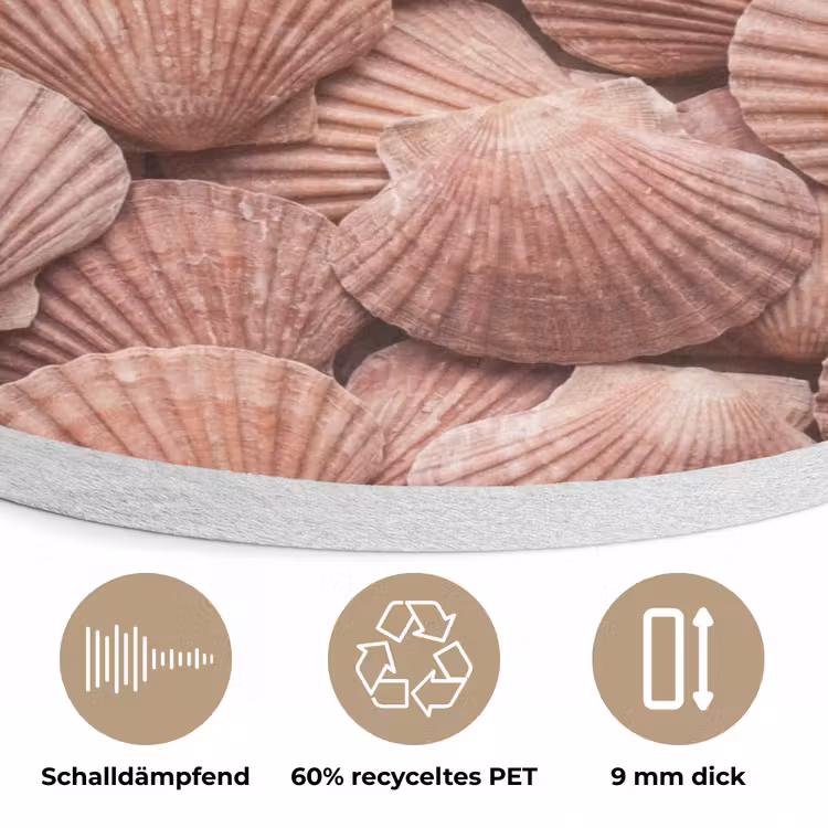 Schelpen - Patroon - Roze Akoestische PET Vilt - Rond klein -closeup_DE