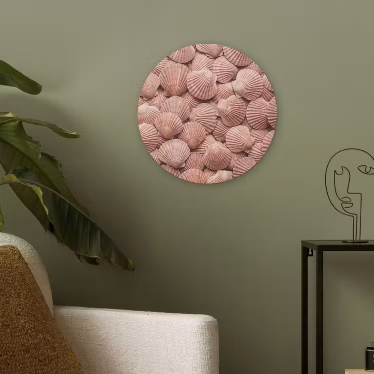 Schelpen - Patroon - Roze Akoestische PET Vilt - Rond klein -sfeer2