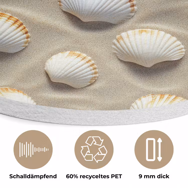 Schelpen - Zand - Maritiem Akoestische PET Vilt - Rond klein 838 -closeup_DE