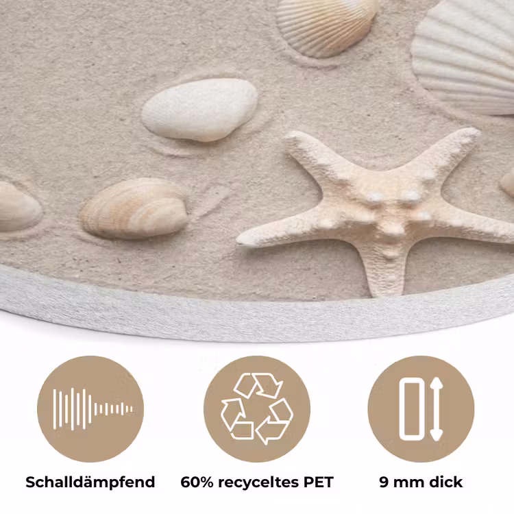Schelpen - Zeesterren - Strand Akoestische PET Vilt - Rond klein -closeup_DE