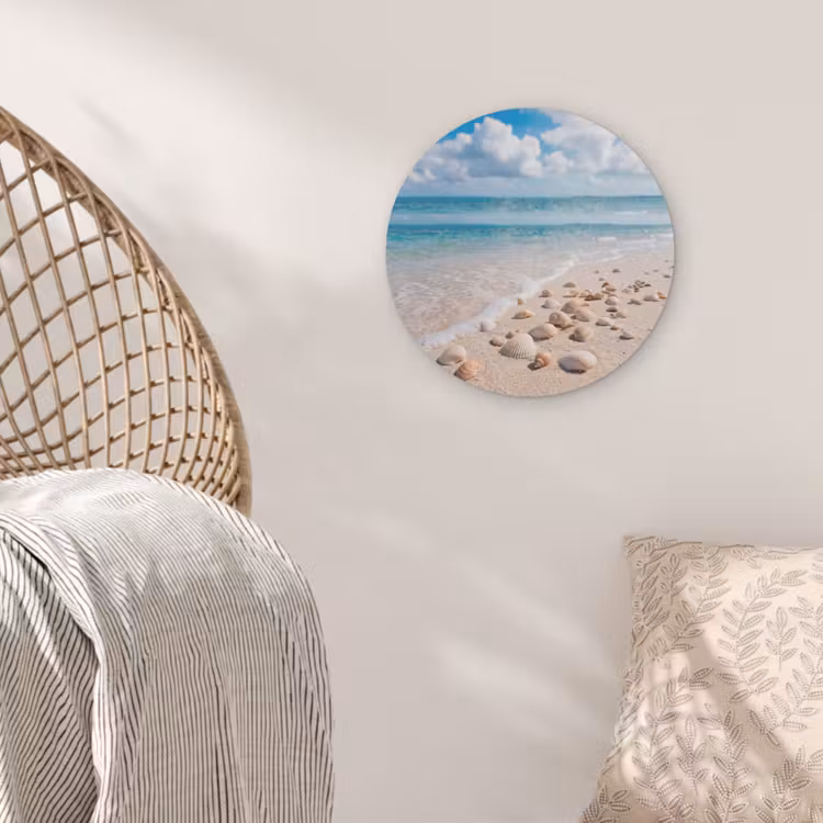 Schelpen - Strand - Natuur - Beige Akoestische PET Vilt - Rond klein -sfeer4