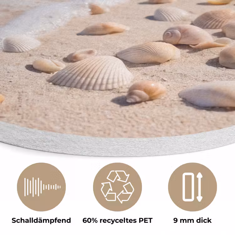 Schelpen - Strand - Natuur - Beige Akoestische PET Vilt - Rond klein -closeup_DE