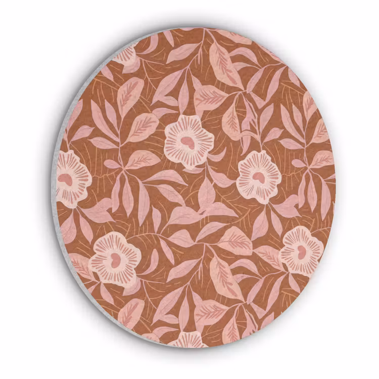 Patroon - Bladeren - Terracotta Akoestische PET Vilt - Rond klein 838 -3d
