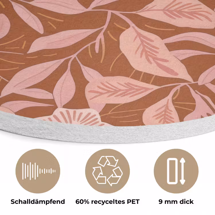 Patroon - Bladeren - Terracotta Akoestische PET Vilt - Rond klein 838 -closeup_DE