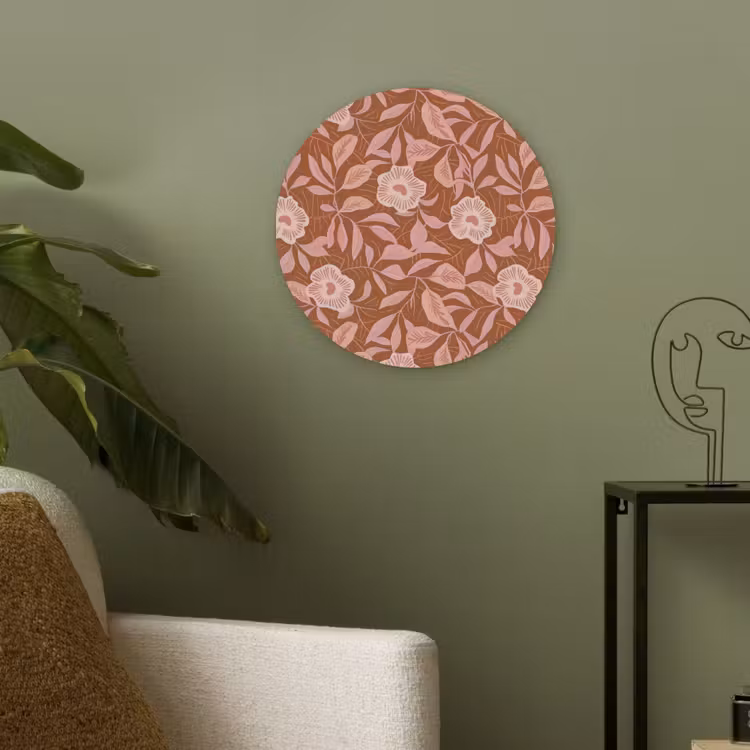 Patroon - Bladeren - Terracotta Akoestische PET Vilt - Rond klein 838 -sfeer2