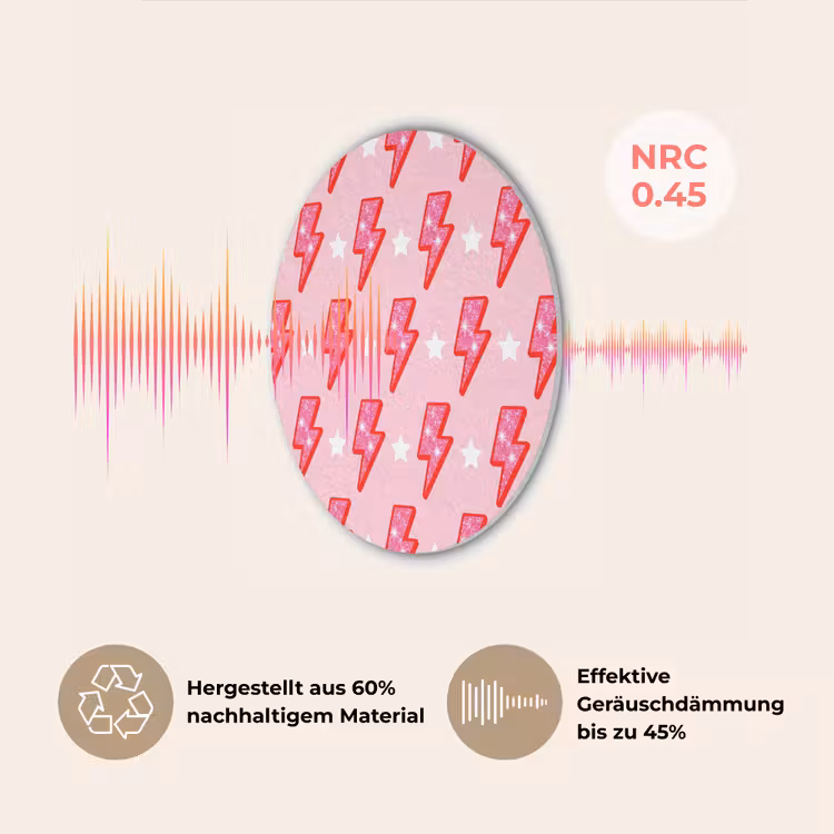 Patroon - Bliksem - Ster - Glitter - Roze Akoestische PET Vilt - Rond klein -USP_DE