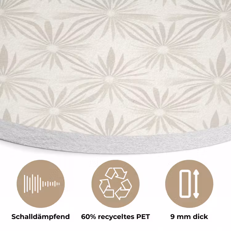 Patroon - Bloemen - Beige Akoestische PET Vilt - Rond klein 838 -closeup_DE