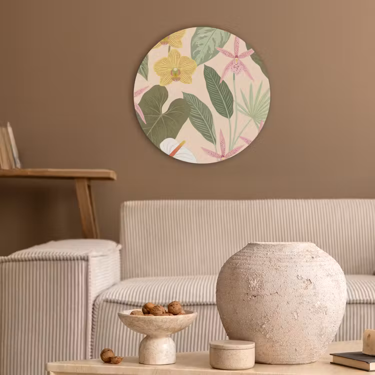 Patroon - Bloemen - Kleurrijk Akoestische PET Vilt - Rond klein -sfeer1