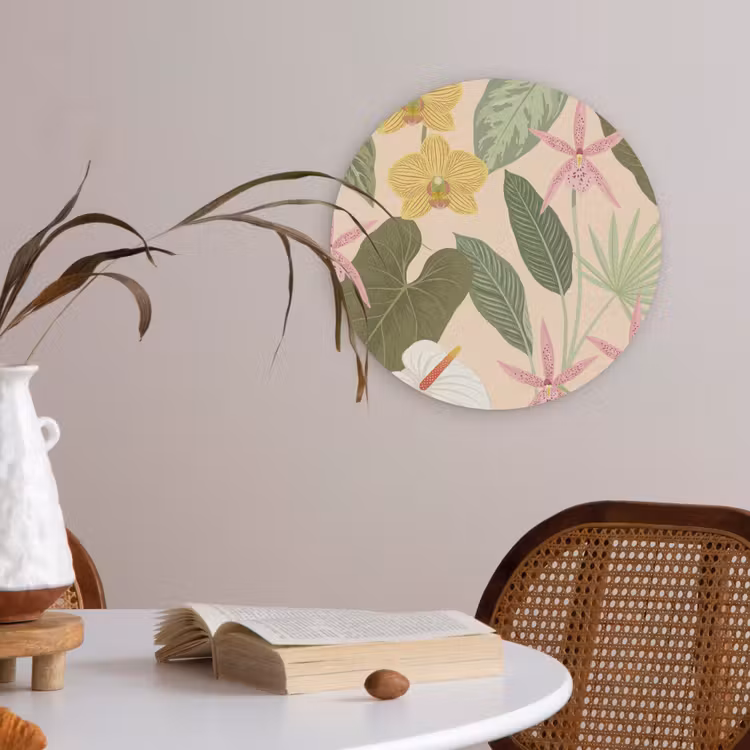 Patroon - Bloemen - Kleurrijk Akoestische PET Vilt - Rond klein -sfeer3