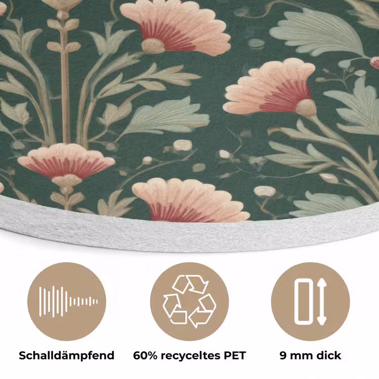 Patroon - Botanisch - Kleurrijk Akoestische PET Vilt - Rond klein 838 -closeup_DE