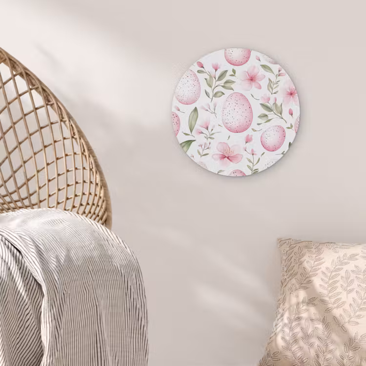Patroon - Eieren - Roze - Pasen Akoestische PET Vilt - Rond klein -sfeer4