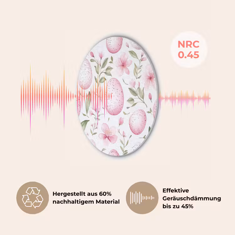 Patroon - Eieren - Roze - Pasen Akoestische PET Vilt - Rond klein -USP_DE