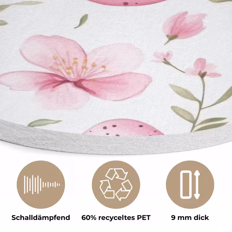 Patroon - Eieren - Roze - Pasen Akoestische PET Vilt - Rond klein -closeup_DE