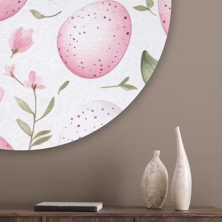 Patroon - Eieren - Roze - Pasen Akoestische PET Vilt - Rond klein -sfeer5_closeup