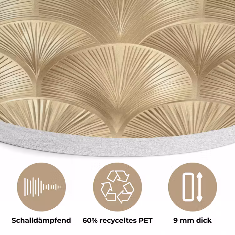 Patroon - Waaier - Goud Akoestische PET Vilt - Rond klein 838 -closeup_DE