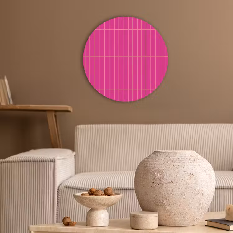 Patroon - Tegel - Magenta - Roze Akoestische PET Vilt - Rond klein 838 -sfeer1