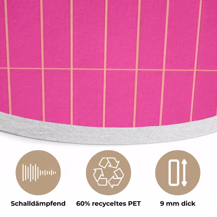 Patroon - Tegel - Magenta - Roze Akoestische PET Vilt - Rond klein 838 -closeup_DE