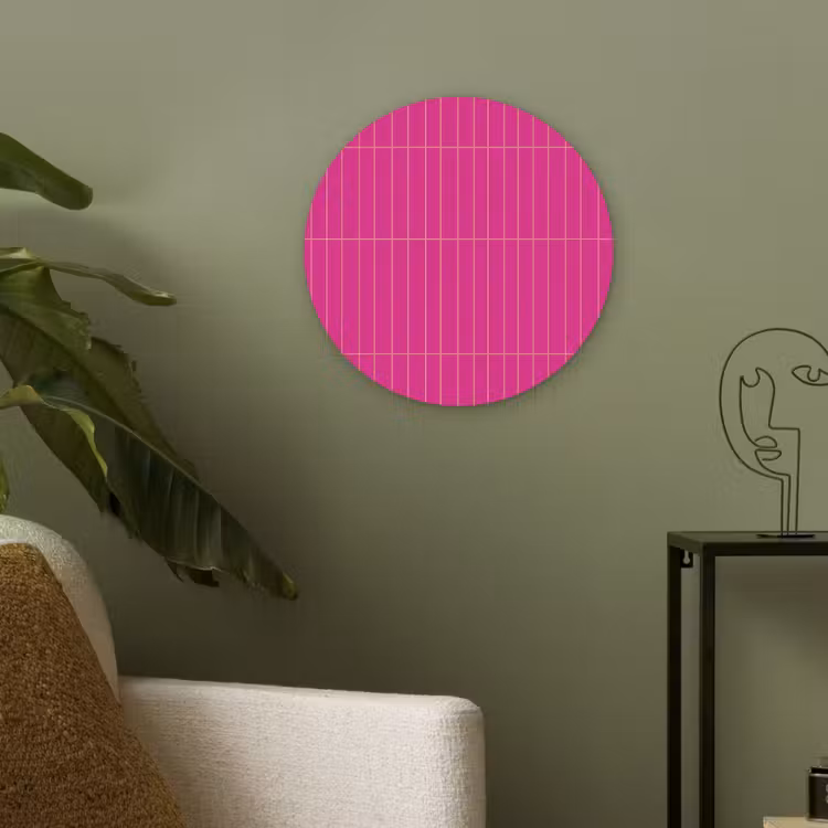 Patroon - Tegel - Magenta - Roze Akoestische PET Vilt - Rond klein 838 -sfeer2