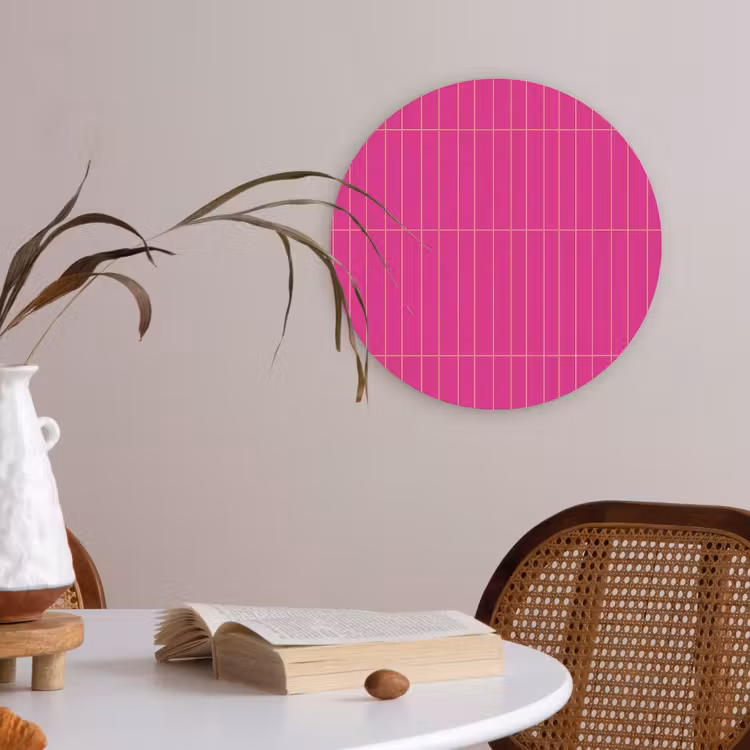Patroon - Tegel - Magenta - Roze Akoestische PET Vilt - Rond klein 838 -sfeer3