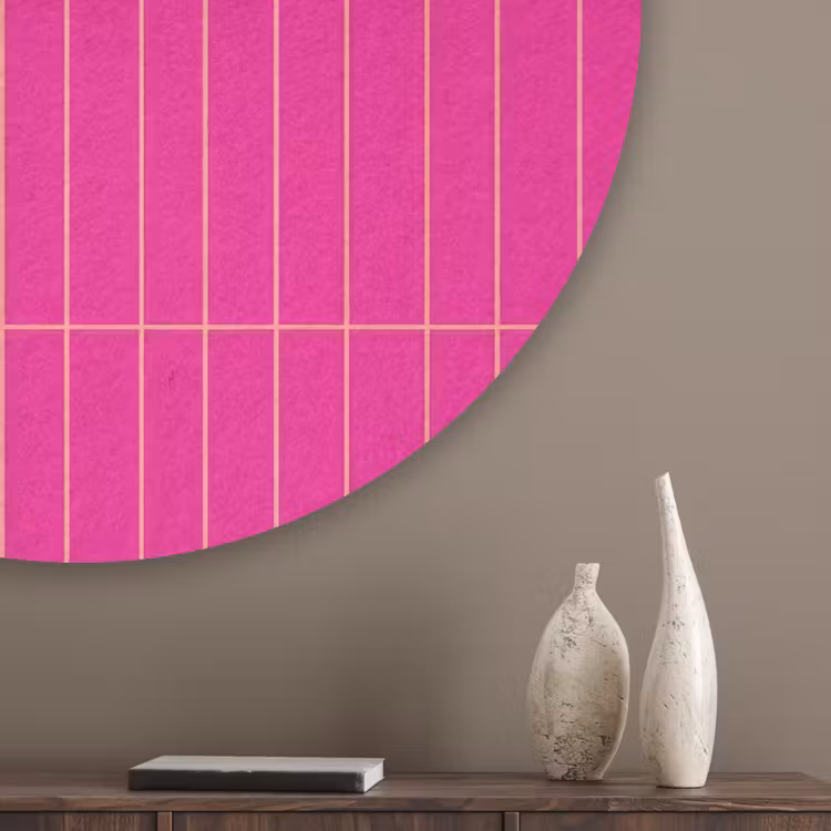 Patroon - Tegel - Magenta - Roze Akoestische PET Vilt - Rond klein 838 -sfeer5_closeup