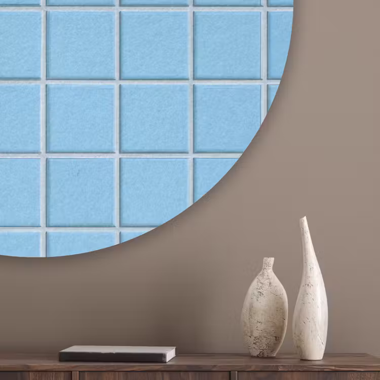 Patroon - Tegel - Pastel - Blauw Akoestische PET Vilt - Rond klein 838 -sfeer5_closeup
