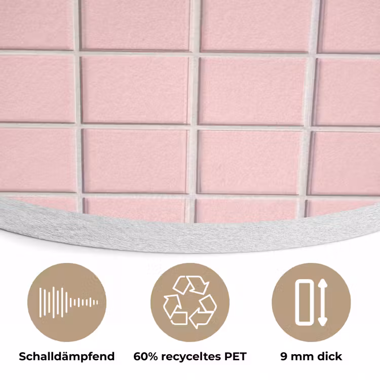 Patroon - Tegel - Pastelroze Akoestische PET Vilt - Rond klein 838 -closeup_DE