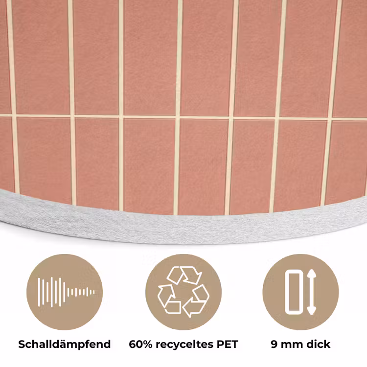 Patroon - Tegels - Terracotta Akoestische PET Vilt - Rond klein 838 -closeup_DE