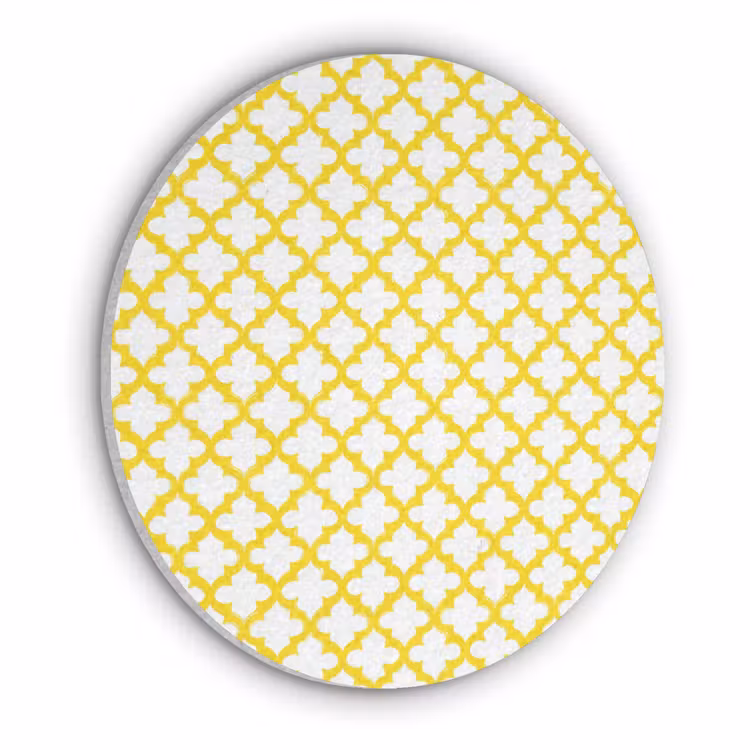 Patroon - Geometrisch - Klassiek - Geel Akoestische PET Vilt - Rond klein 838 -3d