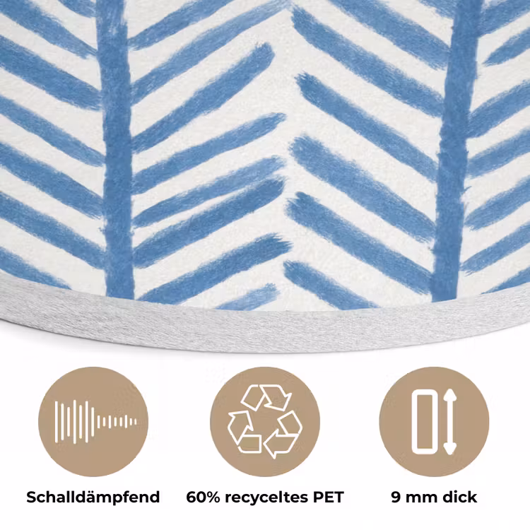 Patroon - Streep - Blauw Akoestische PET Vilt - Rond klein 838 -closeup_DE