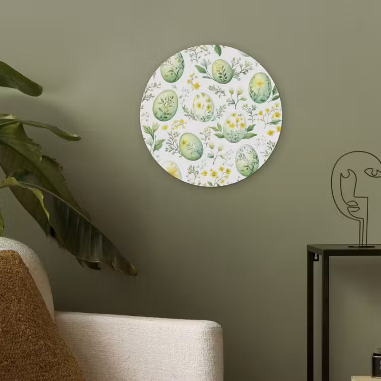 Patroon - Groen - Eieren Akoestische PET Vilt - Rond klein -sfeer2
