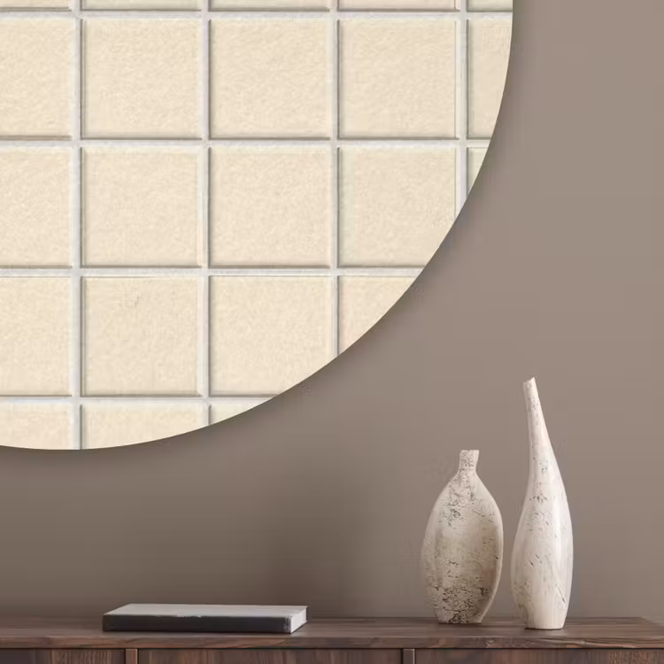 Patroon - Tegels - Gebroken - Wit Akoestische PET Vilt - Rond klein 838 -sfeer5_closeup